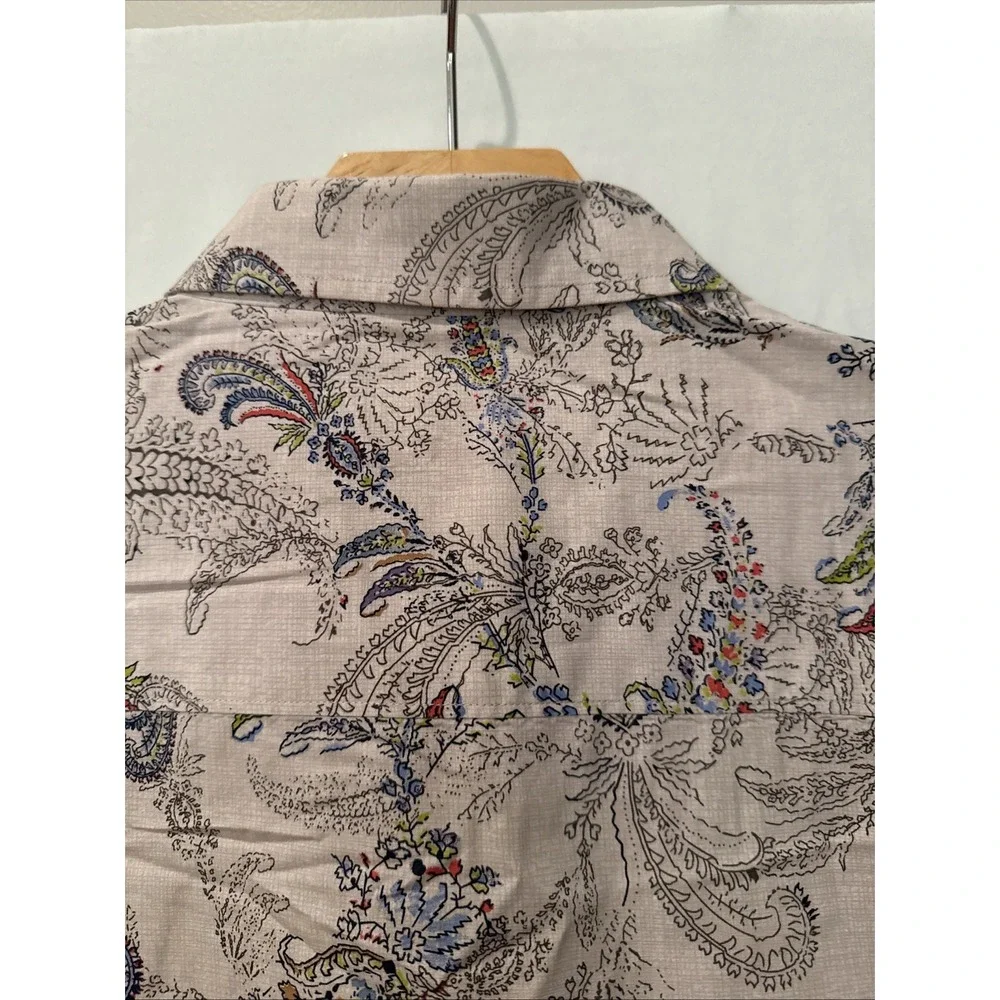 Alan Flusser Mens Floral Gray/W Multicolor Button Up Shirt XXL Long Sleeve NWOT